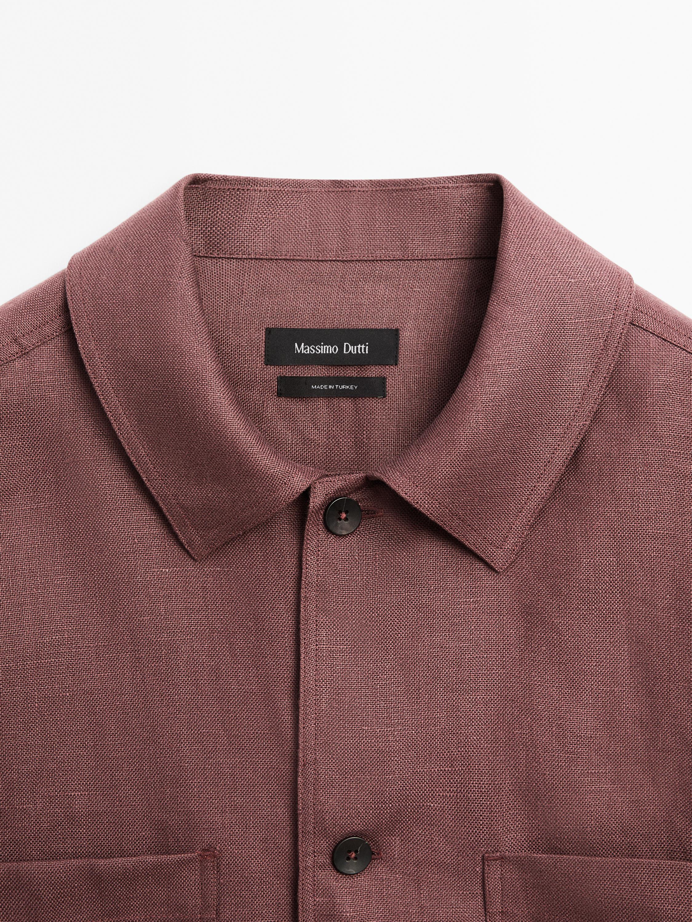 100% linen overshirt with pockets